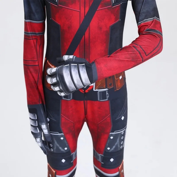 Size 6-7 Kids Deadpool Boys Halloween Marvel Costume 6 - 7 years Deadpool Onesie - Picture 4 of 7